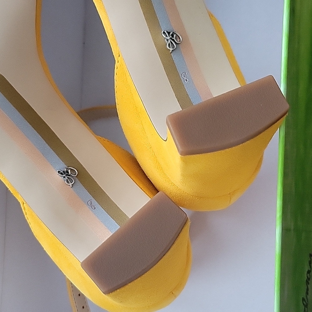 Sam Edelman Holmes Amber Yellow Kid Suede Sandals 8M - Picture 6 of 6